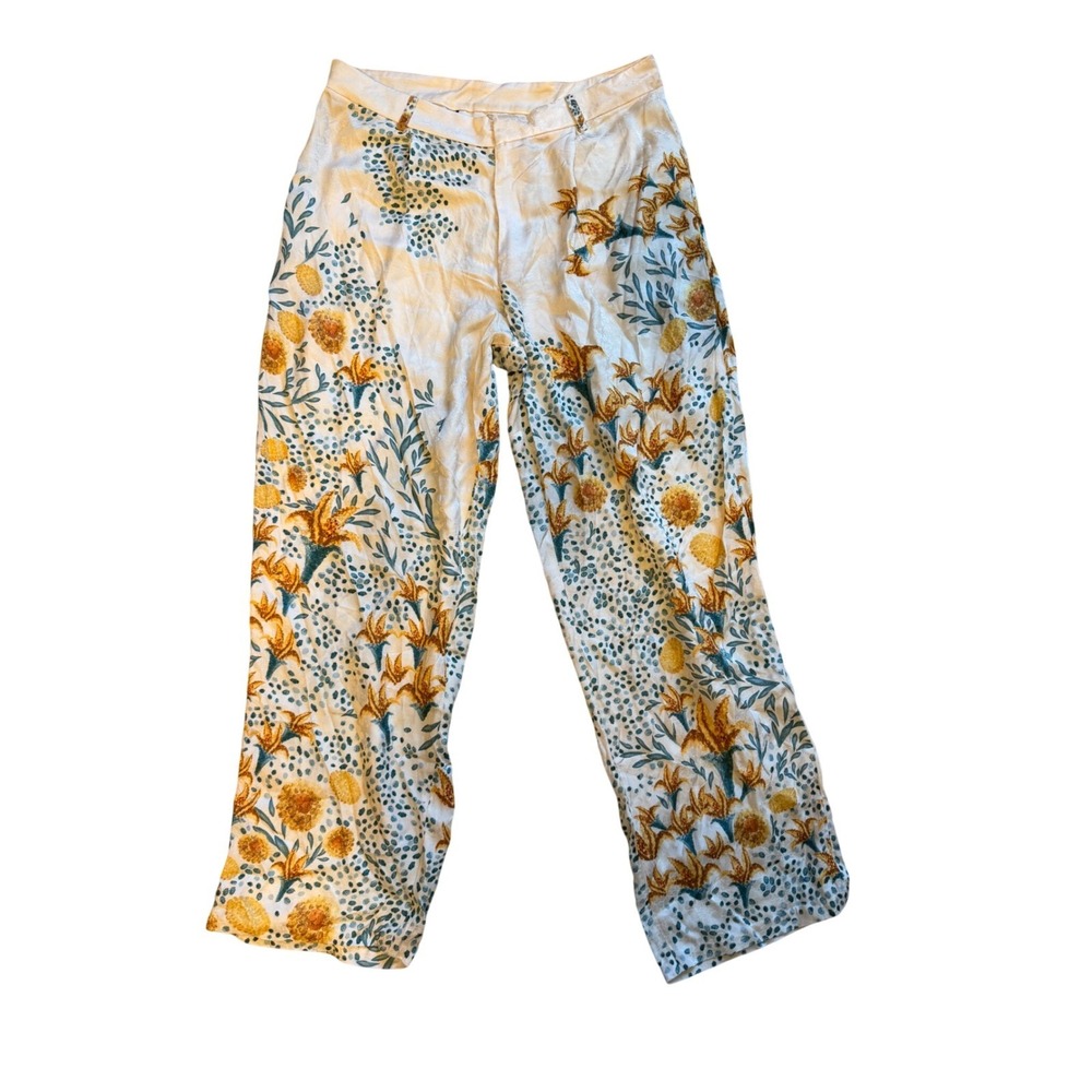 Agua by Agua Bendita Florecer Capullo Floral Wide Leg Trousers Cream Large NWT - Picture 3 of 12